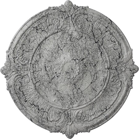 Ekena Millwork Attica Ceiling Medallion (Fits Canopies up to 3 3/4"), 39 1/2"OD x 2 1/2"P, Ultra Pure White Crackle CM39ATUWC